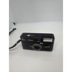 Fuji Pocket Fujica 350 Flash Black Point & Shoot 110 Film Camera w/ strap
